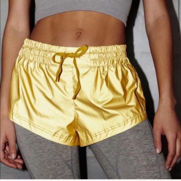 Free People Pants - FREE PEOPLE MOONLIGHT GOLD REFLECTIVE SHORT